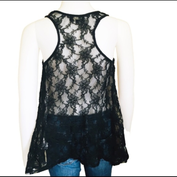 RIVER ISLAND Racer Back Flowy Tank/Top With Sequin Lace Back Black Size 6/UK 10 - Picture 4 of 7